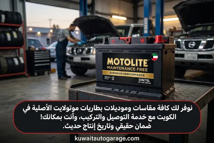 بطارية موتولايت الأصلية للسيارات Motolite Battery | توصيل وتركيب فوري بالكويت 1 بطارية موتولايت الأصلية مع خدمة التركيب الميداني في الكويت - كراج الكويت