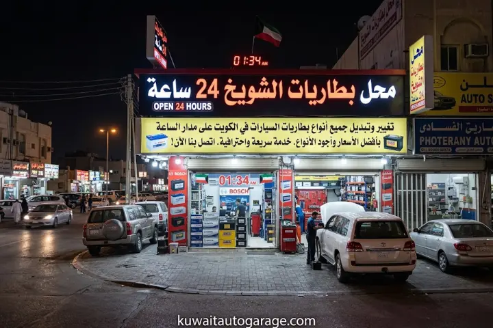 تبديل بطارية سيارة عند البيت 24 ساعة بالكويت | خدمة بطاريات أينما كنت 3 محل بطاريات الشويخ 24 ساعة في الكويت
